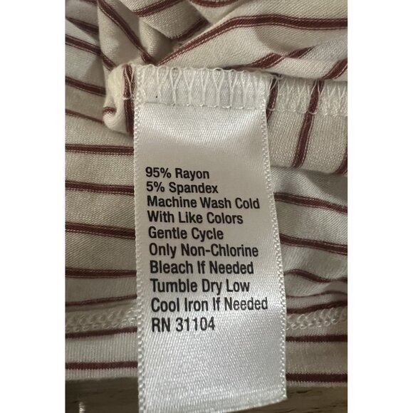 Madison Short Sleeve Top Size X-Large ~ Brown & White Striped - Picture 5 of 6